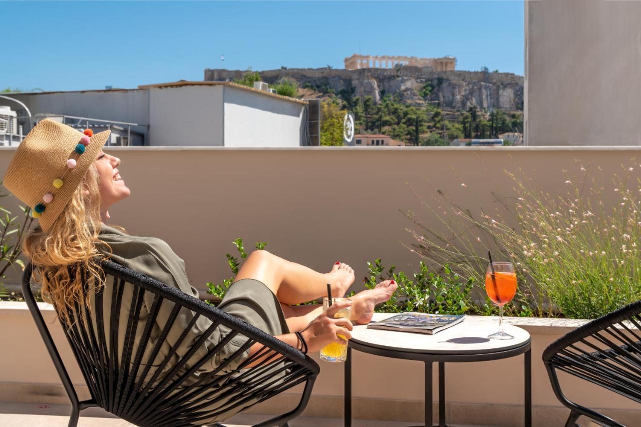 Hellenic Vibes Smart Hotel Athen Exterior foto The view from the hotel